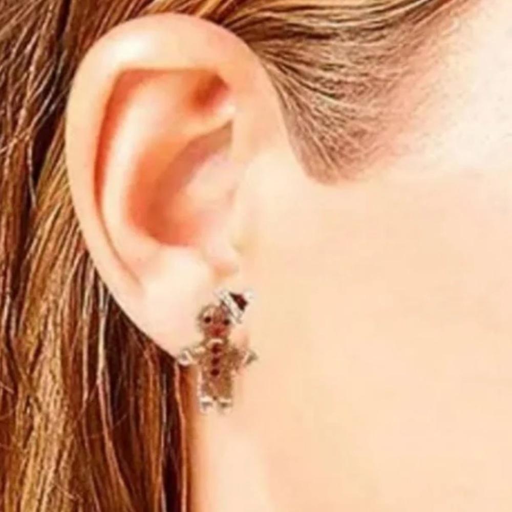 New Betsey Johnson Gingerbread And Snowflake stud Earrings - Picture 7 of 12